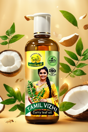 🌿 Tamil Vizhi Hair Oil: Natural Care for Long, Black Hair 🌟 | Tamilvizhi - Herbal Hair Oil ( Curry leaves ) | 250Ml